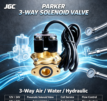 پارکر 3-Way Air Pneumatic Solenoid Valve 12v 24v تجهیزات خدمات آب هیدرولیک