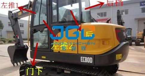 EC80D ماشین حفاری جلو و عقب دنده چپ و راست پنجره و شیشه جلو بالا و پایین