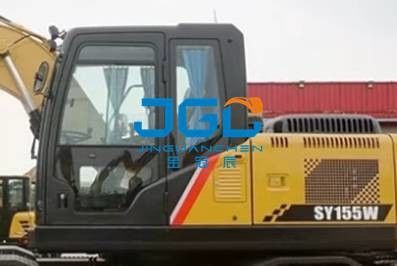 SY155W درب حفاری چرخ دار جلو و عقب چپ و راست پایین چراغ آسمانی بازوی بزرگ شیشه جلو