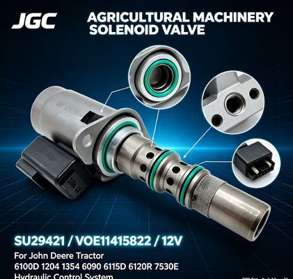 SU29421 VOE11415822 شیر سولینوئید 12 ولت برای تراکتور 6100D 1204 1354 6090 6115D 6120R 7530E قطعات ماشین آلات کشاورزی