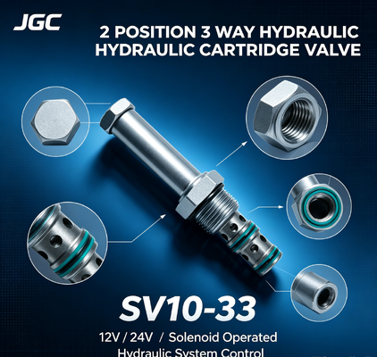 SV10-33 دریچه جهت دار 2 موقعیت 3 راه دریچه کارتریج هیدرولیک 12 ولت 24 ولت