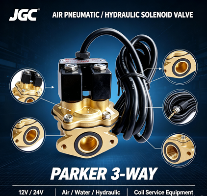 پارکر 3-Way Air Pneumatic Solenoid Valve 12v 24v تجهیزات خدمات آب هیدرولیک