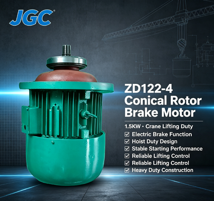موتور بالابر جرثقیل ZD122-4 نوع موتور ترمز روتور مخروطی 1.5 کیلووات