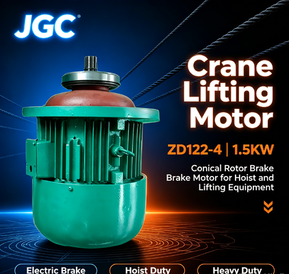 موتور بالابر جرثقیل ZD122-4 نوع موتور ترمز روتور مخروطی 1.5 کیلووات