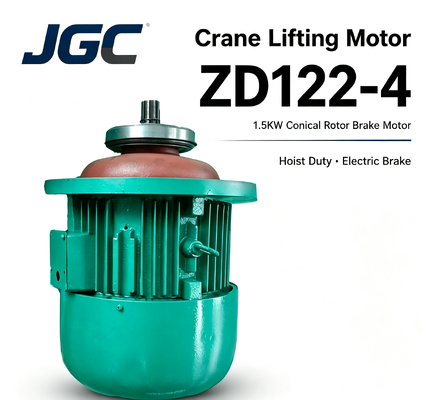 موتور بالابر جرثقیل ZD122-4 نوع موتور ترمز روتور مخروطی 1.5 کیلووات